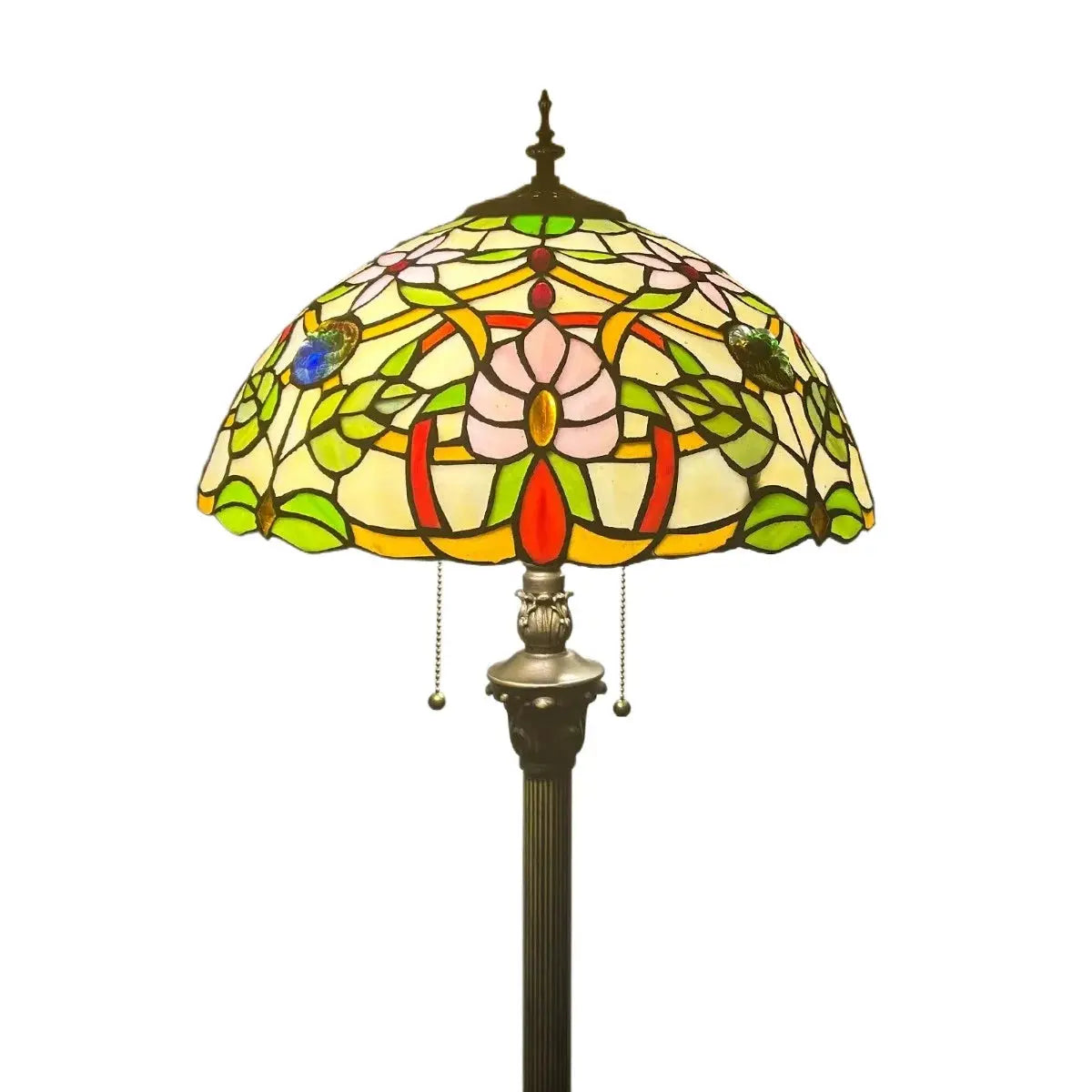 16inch Stained Glass Tall Lamp Grape Rose Lampshade Tiffany Floor Light - CTL