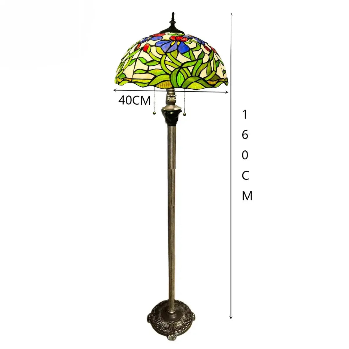 16inch Stained Glass Tall Lamp Grape Rose Lampshade Tiffany Floor Light - CTL