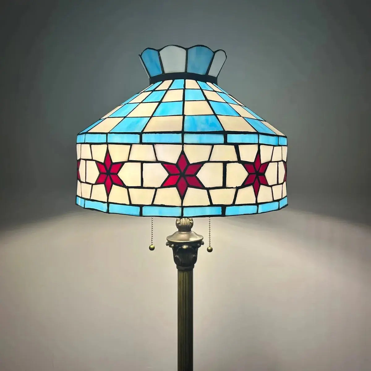 16inch Stained Glass Tall Lamp Grape Rose Lampshade Tiffany Floor Light - CTL