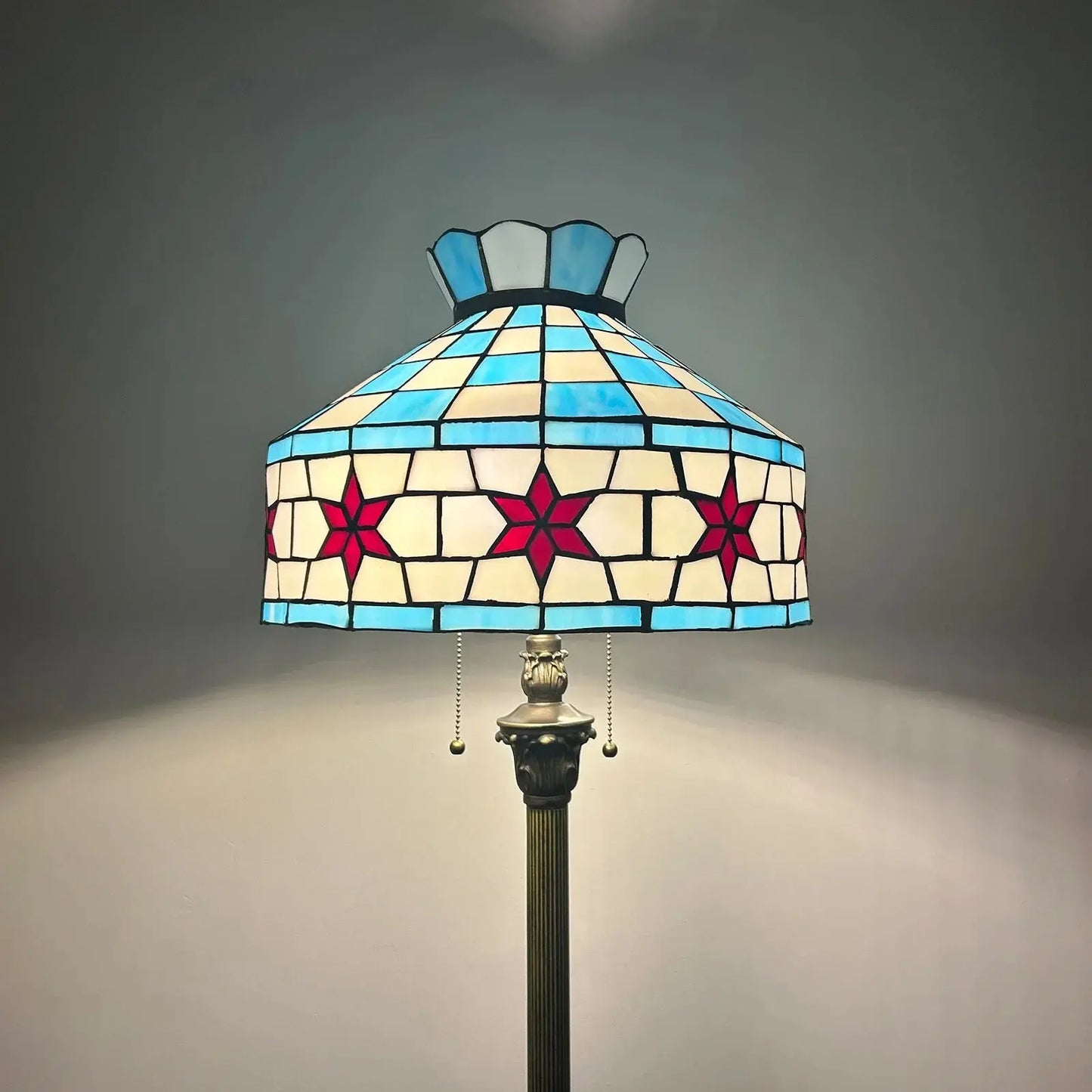 16inch Stained Glass Tall Lamp Grape Rose Lampshade Tiffany Floor Light - CTL