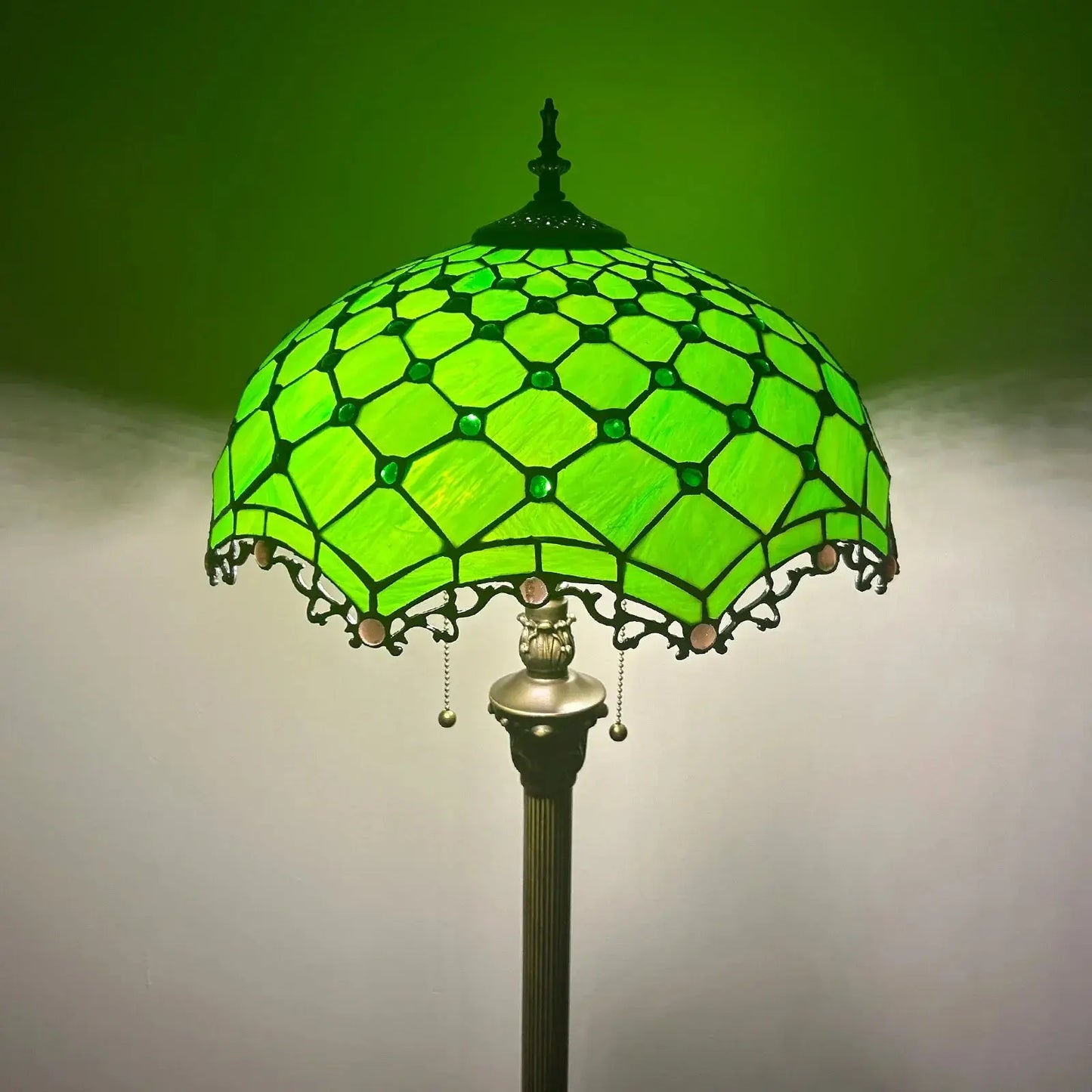 16inch Stained Glass Tall Lamp Grape Rose Lampshade Tiffany Floor Light - CTL