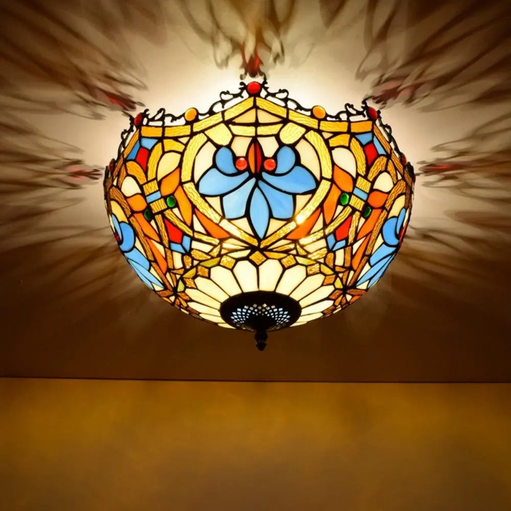16inch Stained Glass Beads Lampshade Tiffany Ceiling Lamps - CTL
