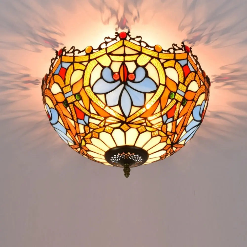 16inch Stained Glass Beads Lampshade Tiffany Ceiling Lamps - CTL