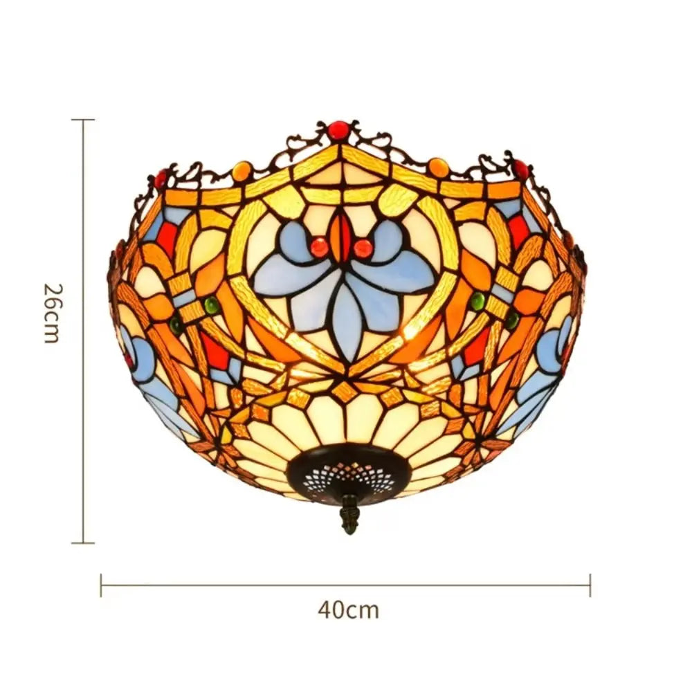 16inch Stained Glass Beads Lampshade Tiffany Ceiling Lamps - CTL