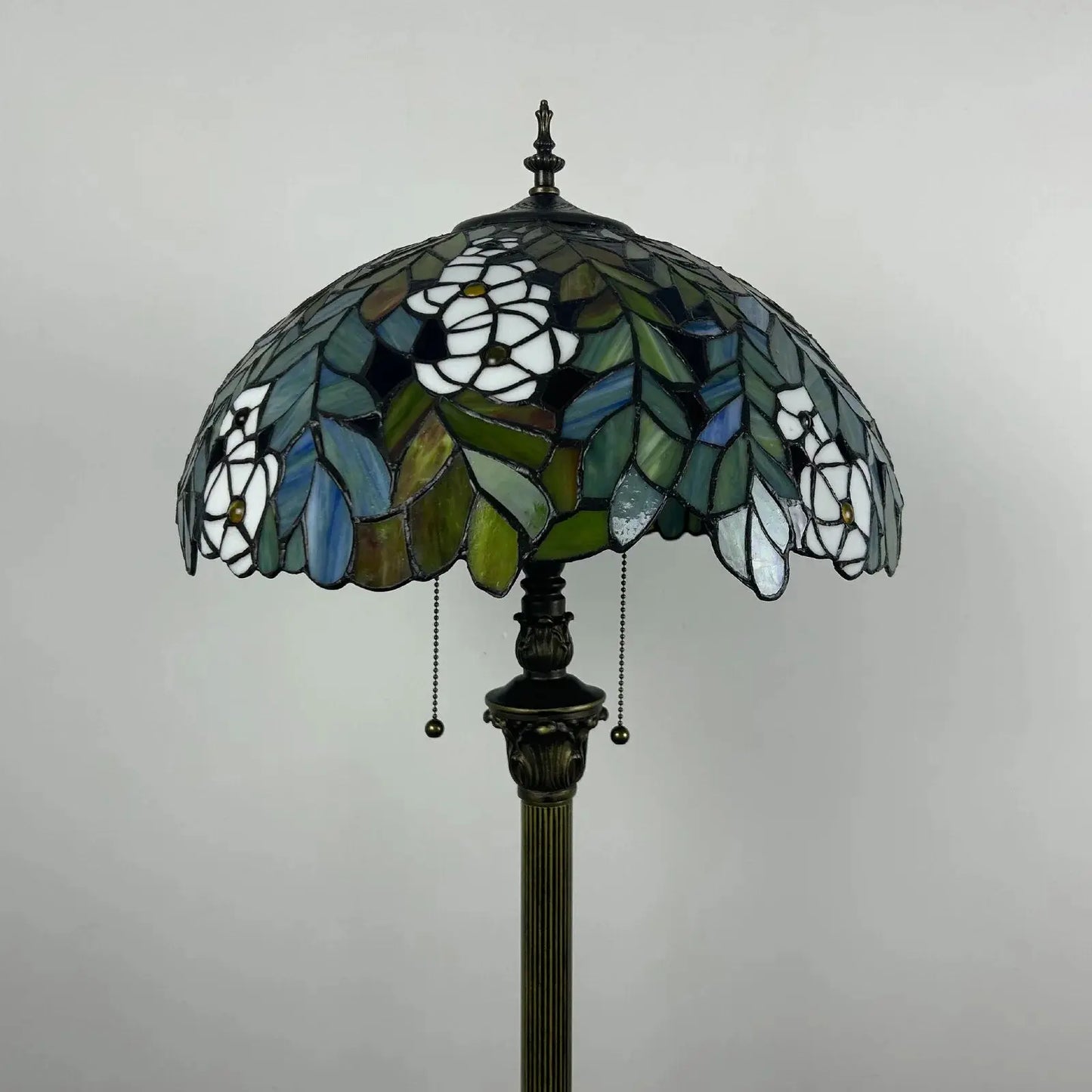 16inch 40cm Stained Glass Leaf Dragonfly Rose Lampshade Vintage Tiffany Floor Lamp - CTL