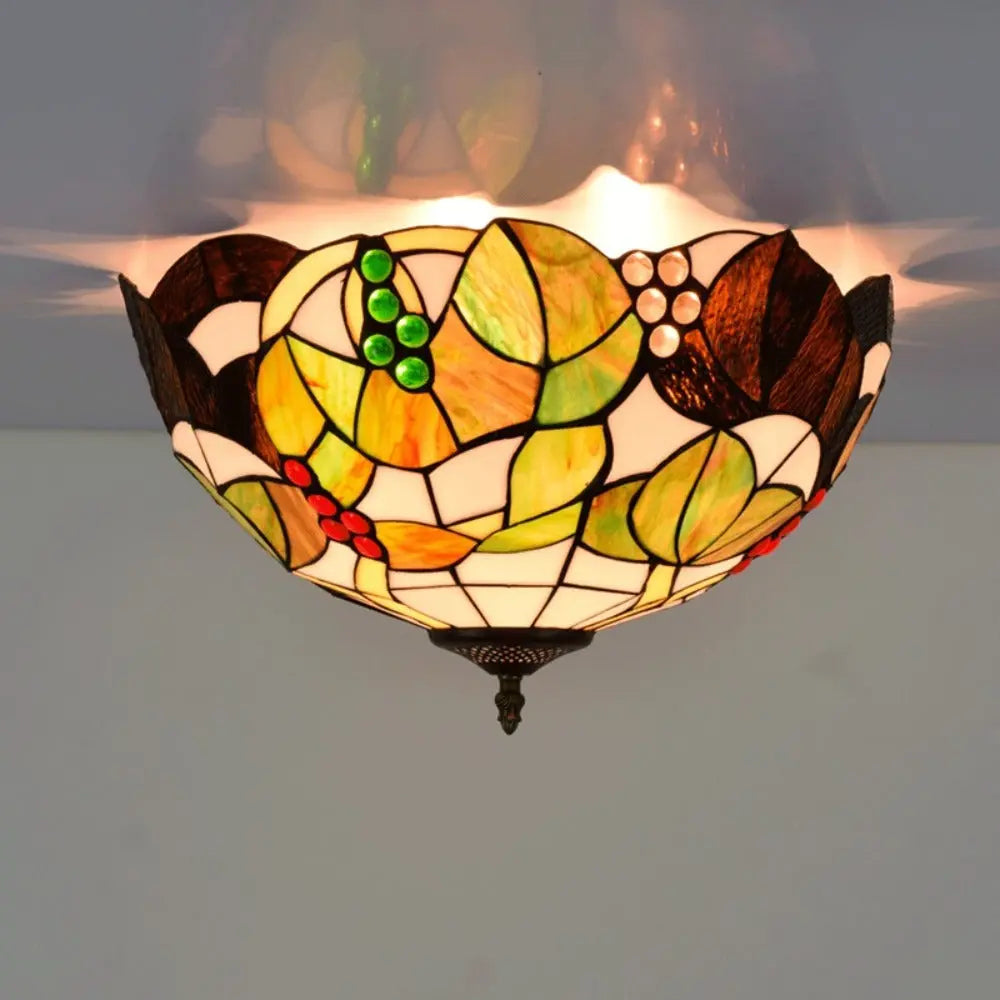 16inch Stained Glass Flower Lampshade Tiffany Style Ceiling Light - CTL