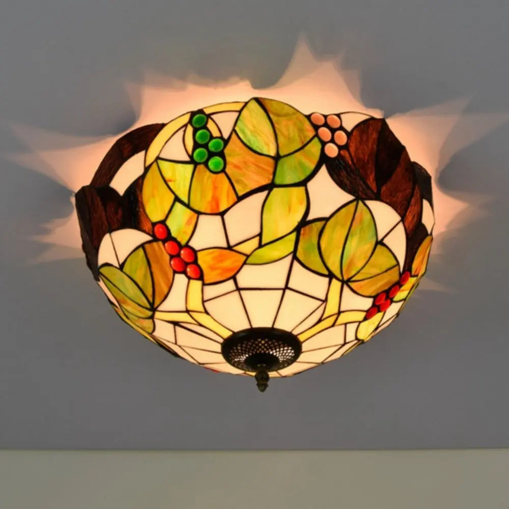 16inch Stained Glass Flower Lampshade Tiffany Style Ceiling Light - CTL