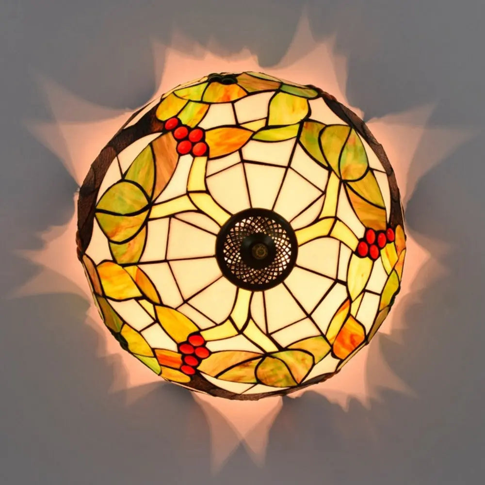 16inch Stained Glass Flower Lampshade Tiffany Style Ceiling Light - CTL