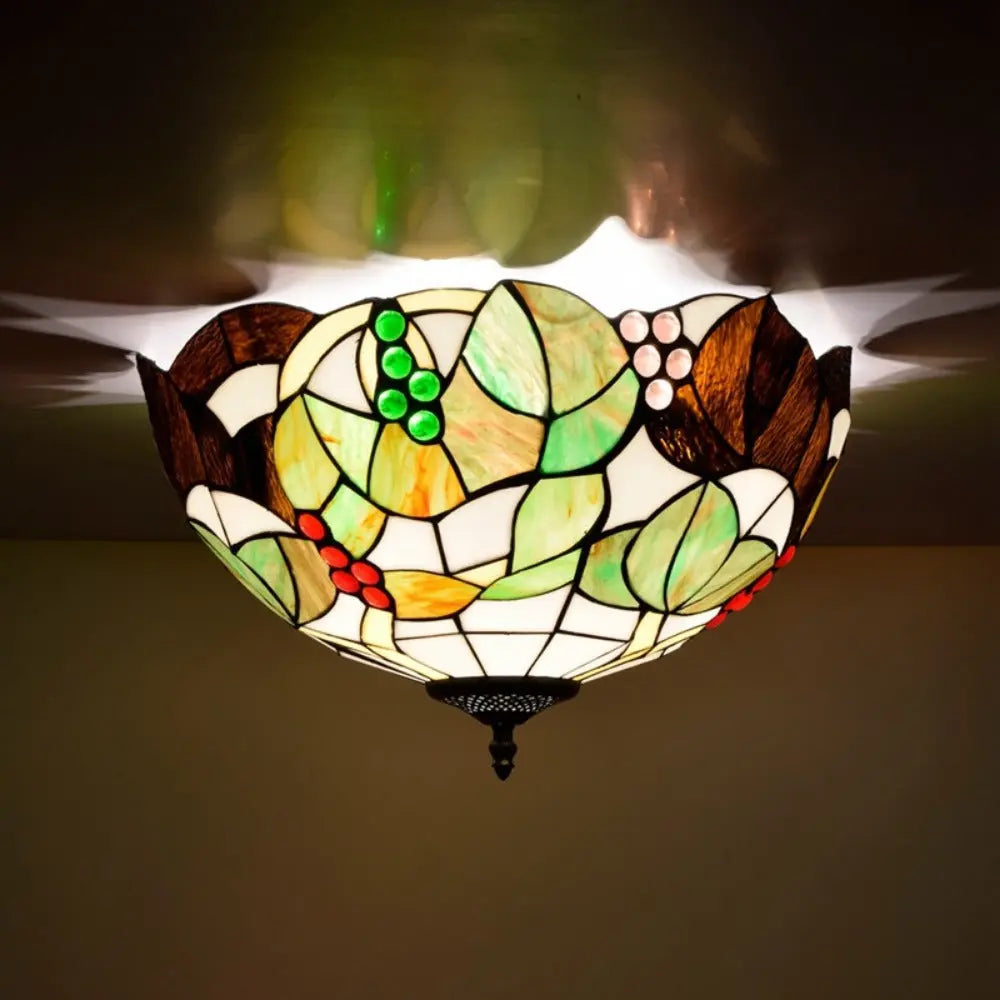 16inch Stained Glass Flower Lampshade Tiffany Style Ceiling Light - CTL