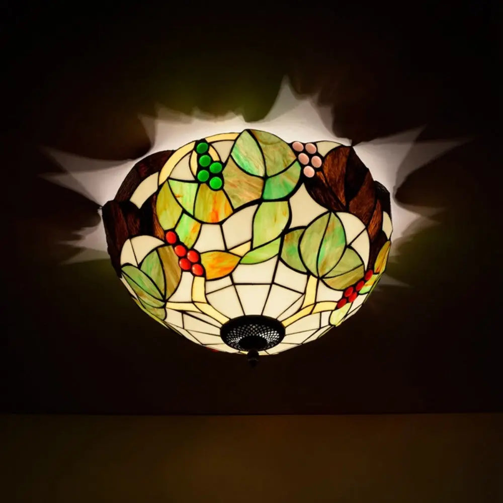 16inch Stained Glass Flower Lampshade Tiffany Style Ceiling Light - CTL