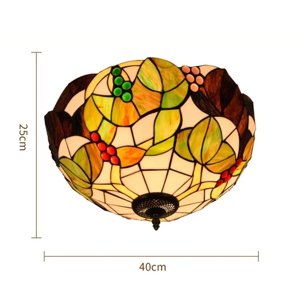 16inch Stained Glass Flower Lampshade Tiffany Style Ceiling Light - CTL