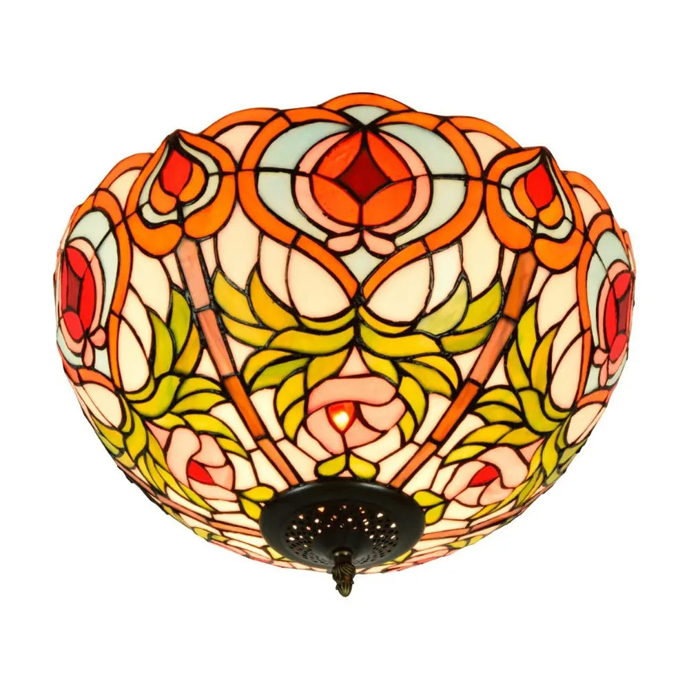 16inch Stained Glass Peach Lampshade Tiffany Ceiling Lamps - CTL