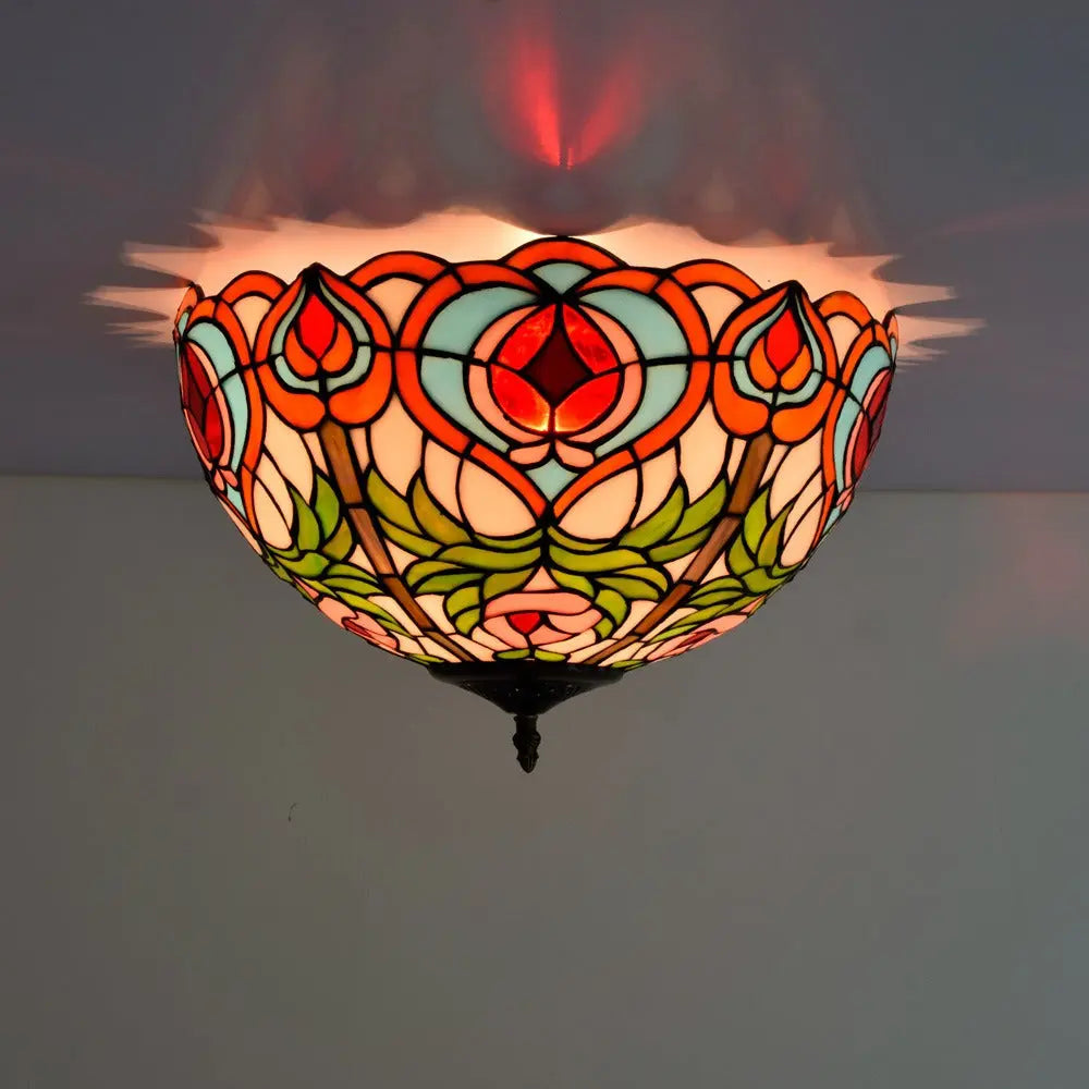 16inch Stained Glass Peach Lampshade Tiffany Ceiling Lamps - CTL