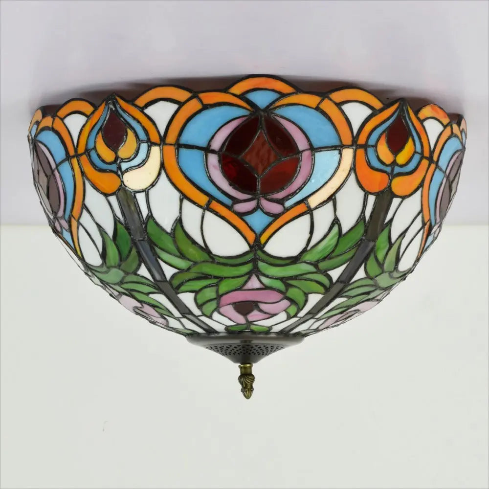16inch Stained Glass Peach Lampshade Tiffany Ceiling Lamps - CTL