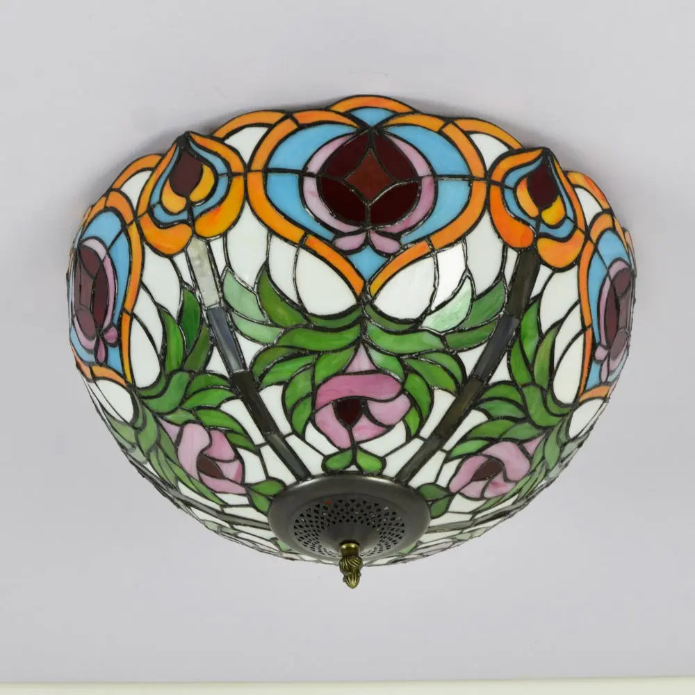 16inch Stained Glass Peach Lampshade Tiffany Ceiling Lamps - CTL