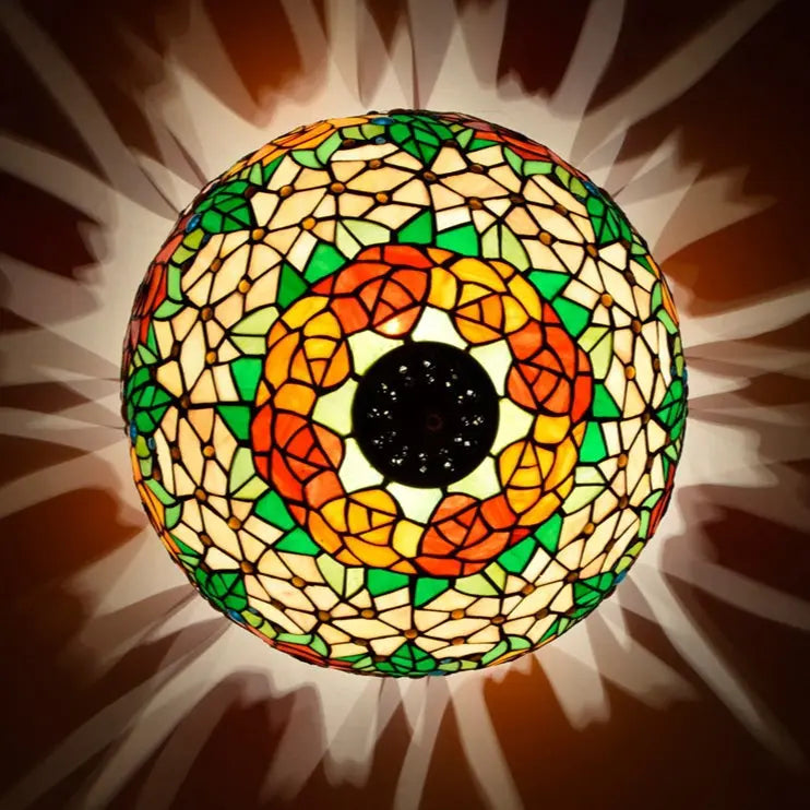 16inch Stained Glass Rose Flower Lampshade Tiffany Style Ceiling Light - CTL