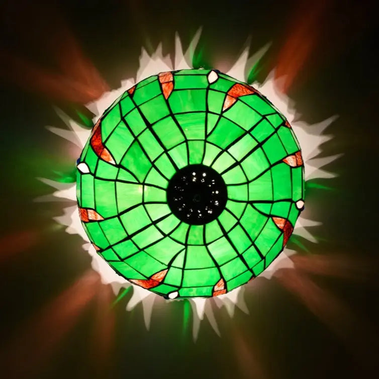 16inch Stained Glass Green Lampshade Tiffany Style Ceiling Light - CTL