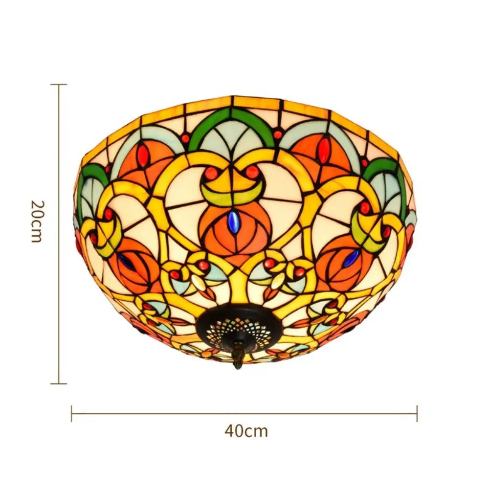 16inch Stained Glass Peach Flower Lampshade Tiffany Ceiling Light - CTL
