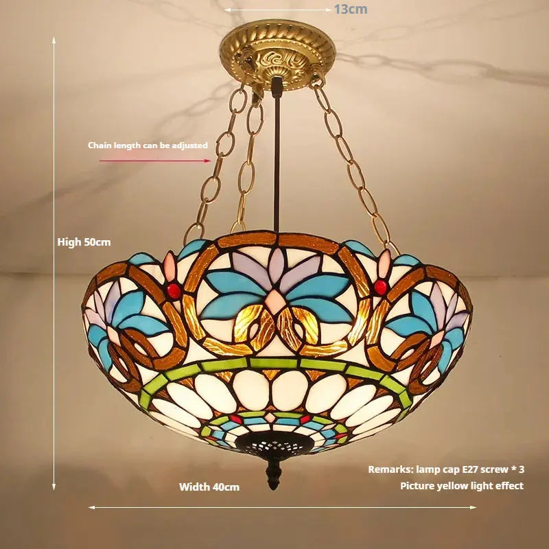 16inch 40cm Stained Glass Star Baroque Tiffany Pendant Light Vintage Anti-chandelier - CTL