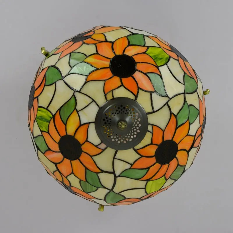 16inch Vintage Stained Glass Sunflower Tiffany Ceiling Light - CTL
