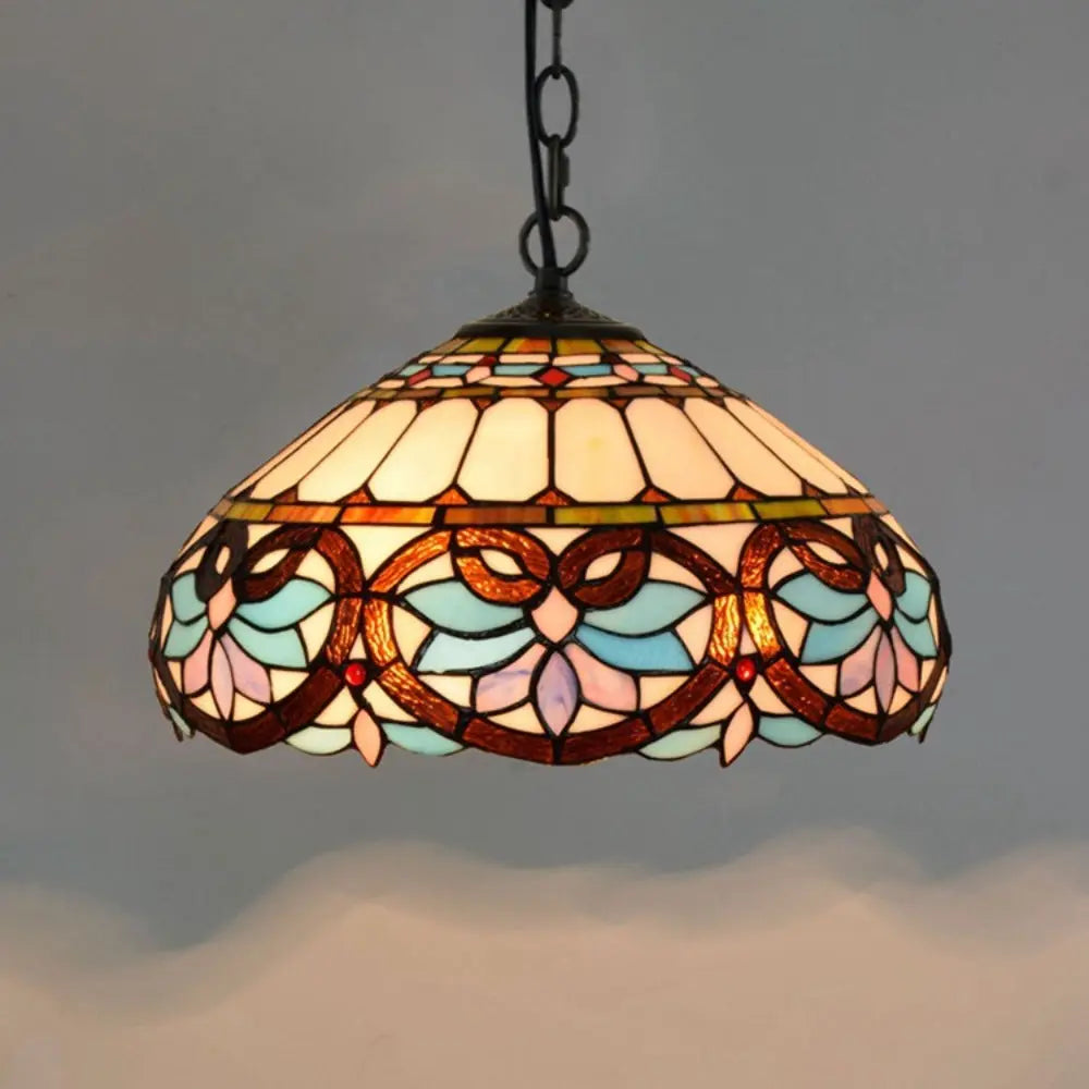 16inch Luxury Stained Glass Heart Lampshade Vintage Tiffany Style Pendant Light - CTL