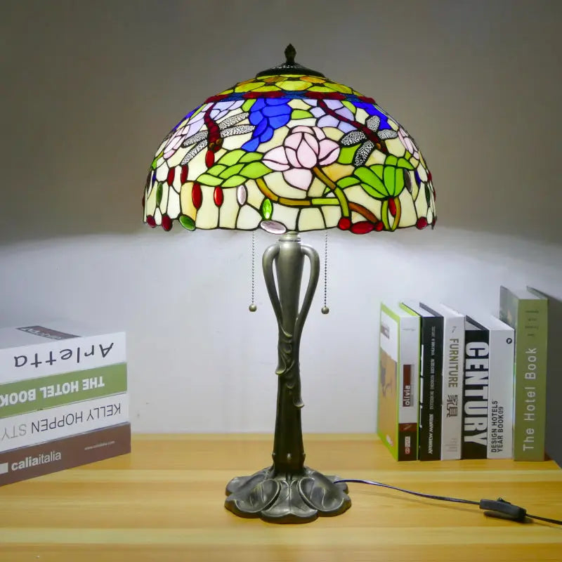 16inch Retro Stained Glass Pastoral Lampshade Vintage Tiffany Table Lights - CTL
