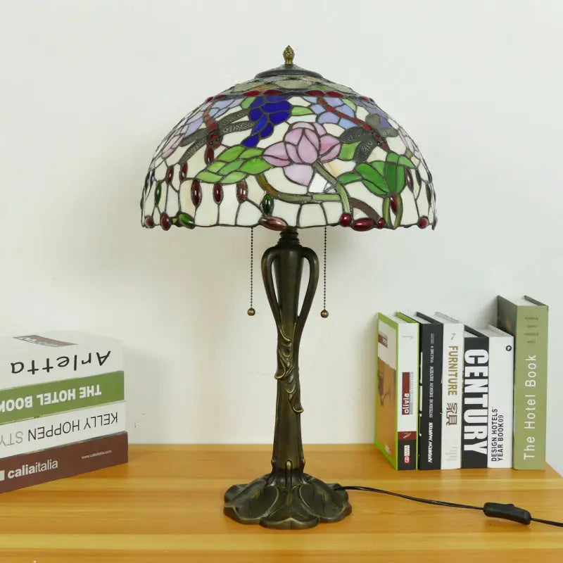 16inch Retro Stained Glass Pastoral Lampshade Vintage Tiffany Table Lights - CTL