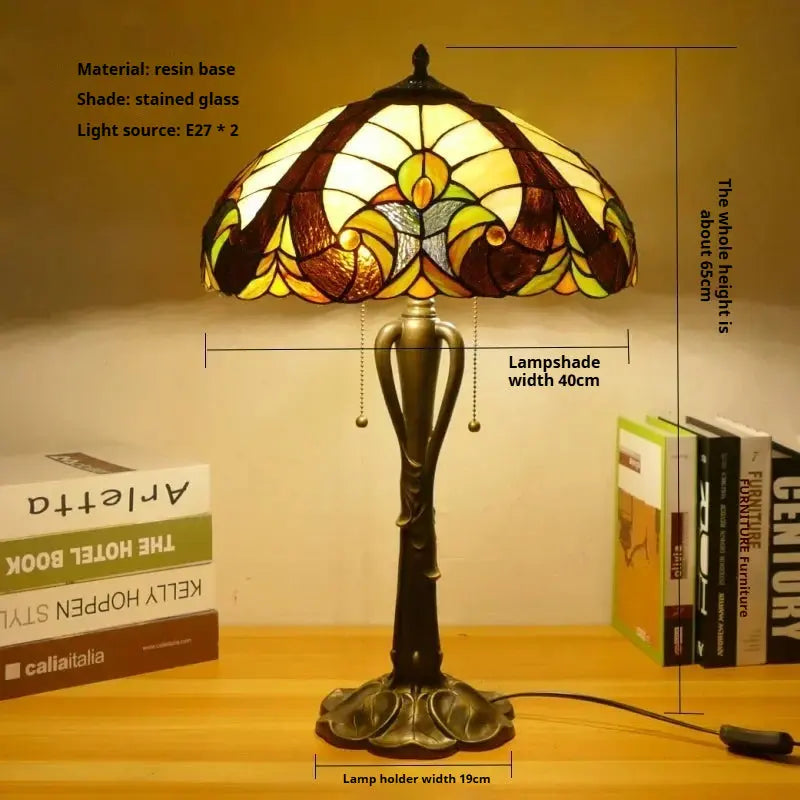 16inch Retro Stained Glass Pastoral Lampshade Vintage Tiffany Table Lights - CTL