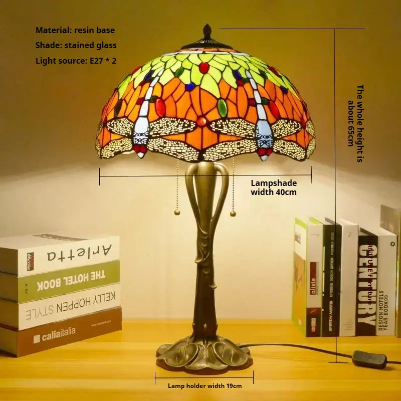 16inch Retro Stained Glass Pastoral Lampshade Vintage Tiffany Table Lights - CTL