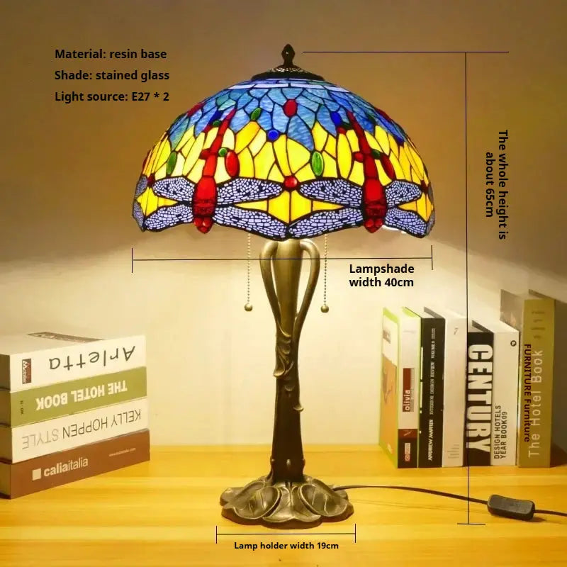 16inch Retro Stained Glass Pastoral Lampshade Vintage Tiffany Table Lights - CTL