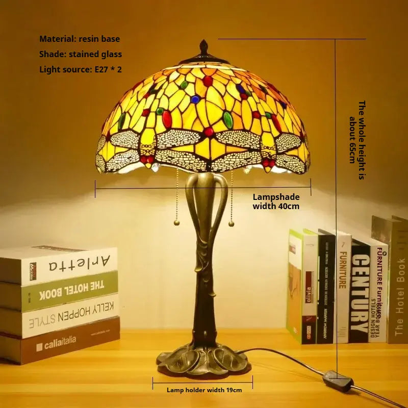 16inch Retro Stained Glass Pastoral Lampshade Vintage Tiffany Table Lights - CTL