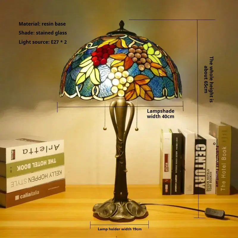 16inch Retro Stained Glass Pastoral Lampshade Vintage Tiffany Table Lights - CTL