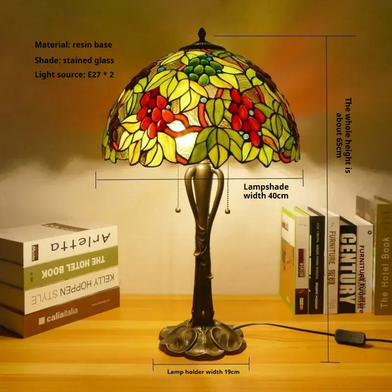 16inch Retro Stained Glass Pastoral Lampshade Vintage Tiffany Table Lights - CTL
