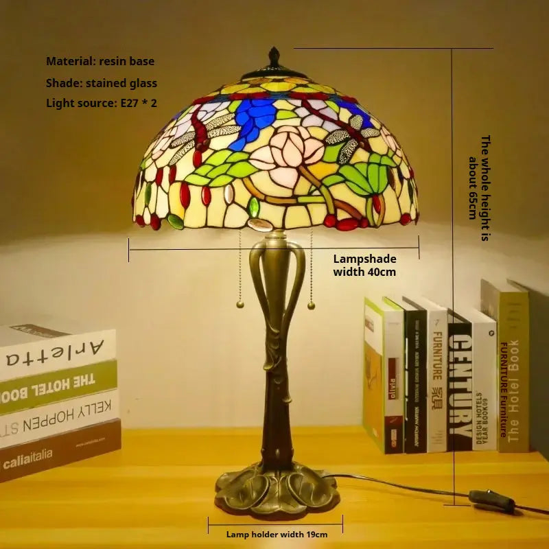 16inch Retro Stained Glass Pastoral Lampshade Vintage Tiffany Table Lights - CTL