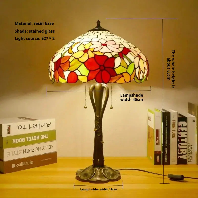 16inch Retro Stained Glass Pastoral Lampshade Vintage Tiffany Table Lights - CTL