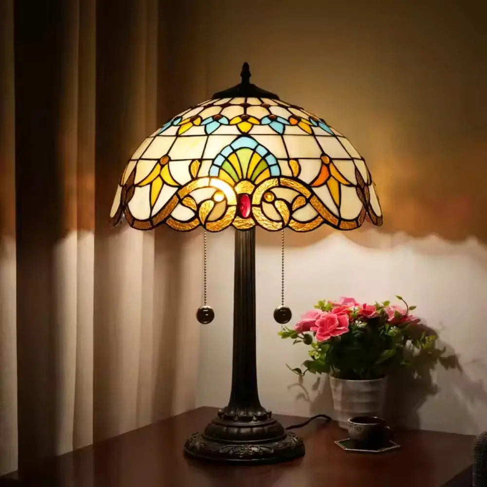 16inch Stained Glass Classical Romantic Retro Baroque Bar Bedroom Bedside Light - CTL