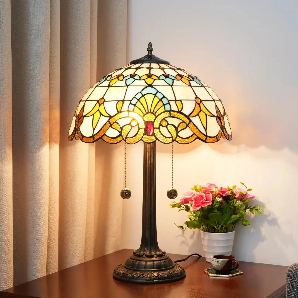 16inch Stained Glass Classical Romantic Retro Baroque Bar Bedroom Bedside Light - CTL