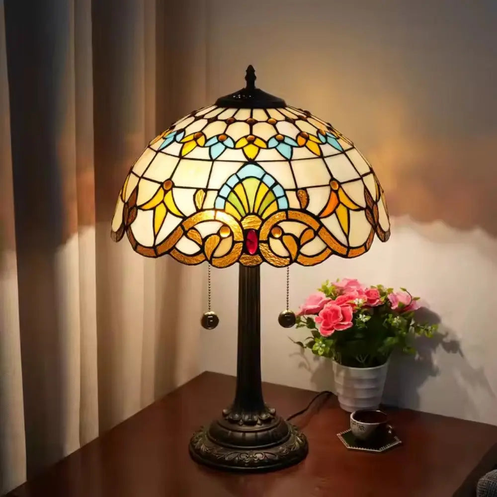 16inch Stained Glass Classical Romantic Retro Baroque Bar Bedroom Bedside Light - CTL
