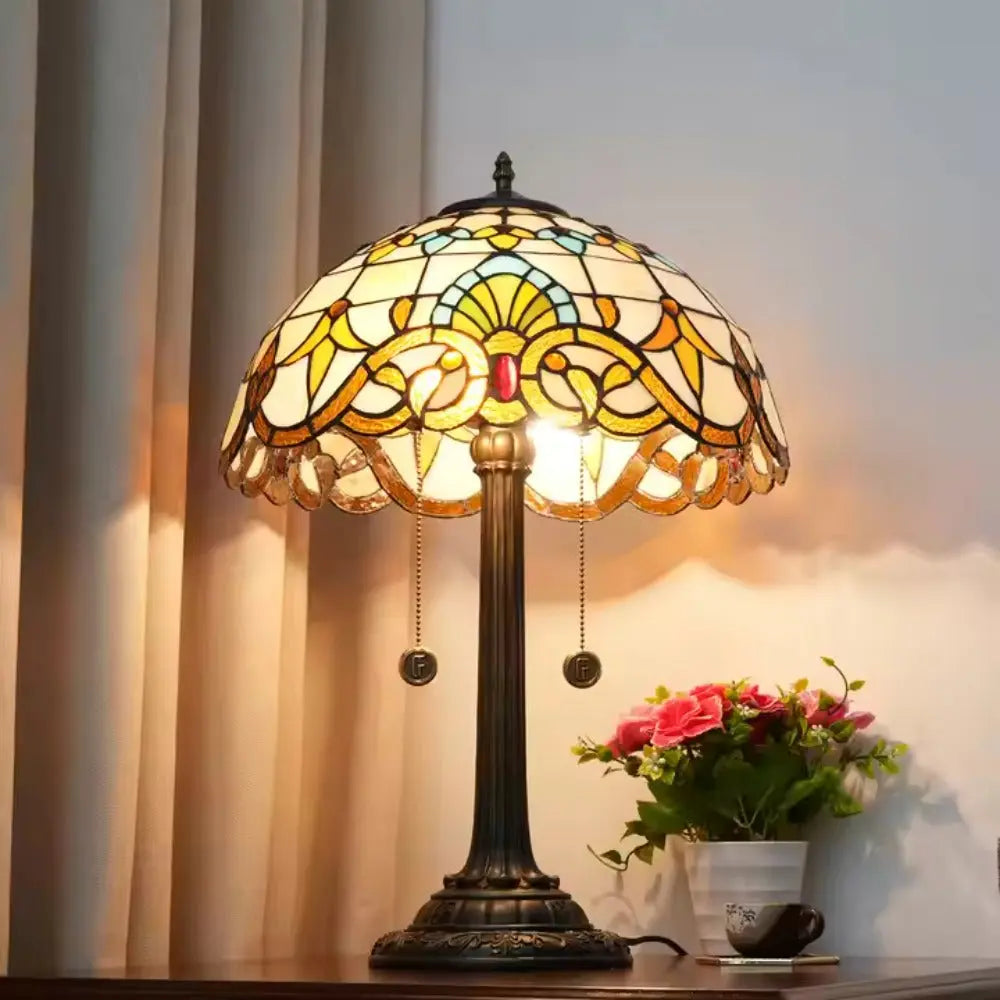 16inch Stained Glass Classical Romantic Retro Baroque Bar Bedroom Bedside Light - CTL
