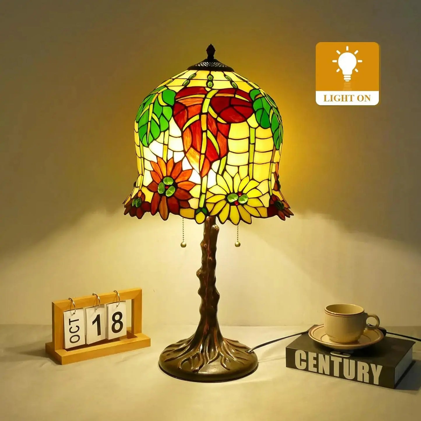 16inch Stained Glass Desk Light Flower Lampshade Large Tiffany Table Lamps - CTL