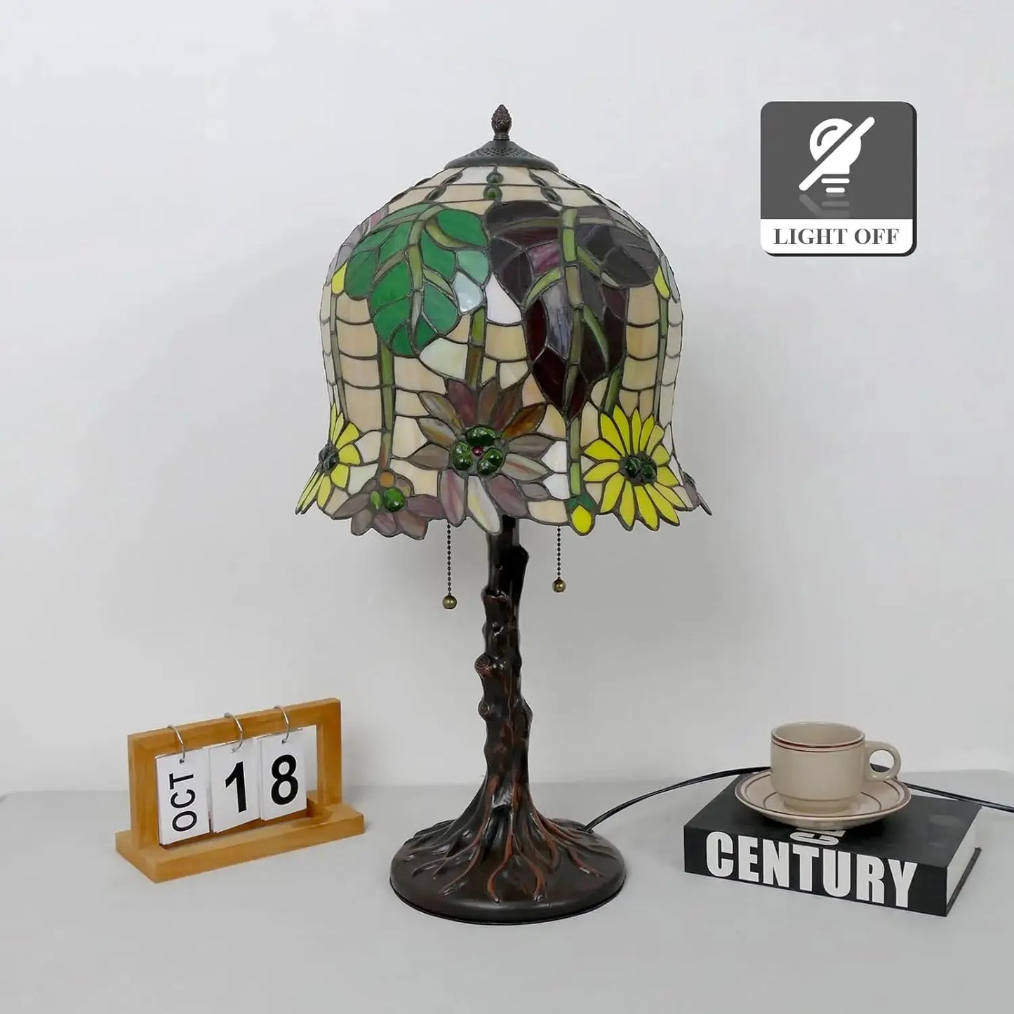 16inch Stained Glass Desk Light Flower Lampshade Large Tiffany Table Lamps - CTL