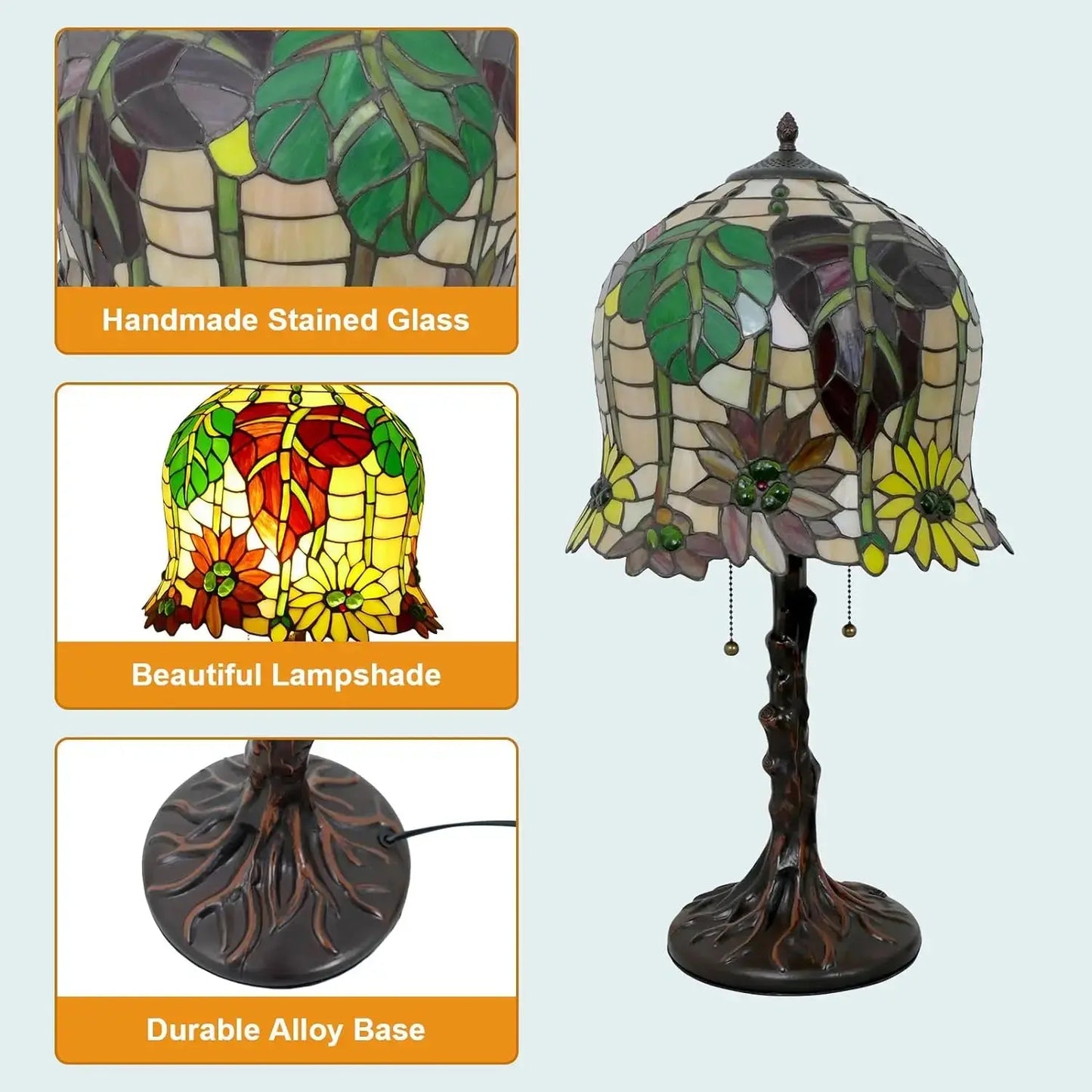 16inch Stained Glass Desk Light Flower Lampshade Large Tiffany Table Lamps - CTL