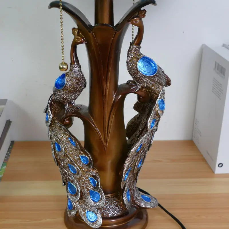 16inch Stained Glass Floral Lampshade Home Office Vintage Tiffany Table Lamp - CTL