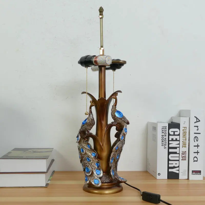 16inch Stained Glass Floral Lampshade Home Office Vintage Tiffany Table Lamp - CTL