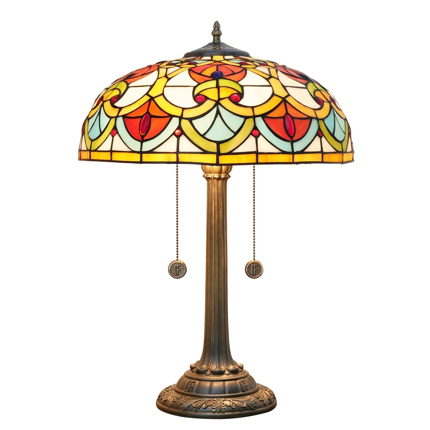 16inch Stained Glass Heart-shaped Beads Lampshade Bar Bedroom Tiffany Table Lamp - CTL