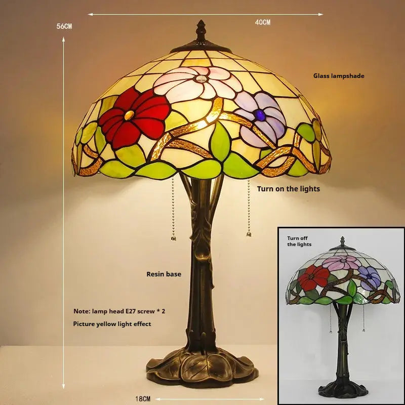 16inch Stained Glass Lampshade Large Bedside Light Vintage Tiffany Table Lamps - CTL