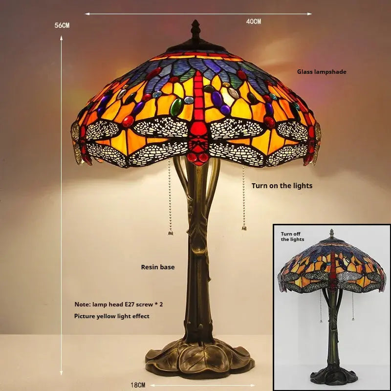 16inch Stained Glass Lampshade Large Bedside Light Vintage Tiffany Table Lamps - CTL