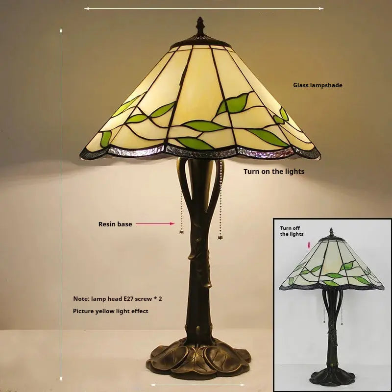 16inch Stained Glass Lampshade Large Bedside Light Vintage Tiffany Table Lamps - CTL