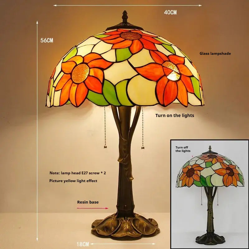 16inch Stained Glass Lampshade Large Bedside Light Vintage Tiffany Table Lamps - CTL