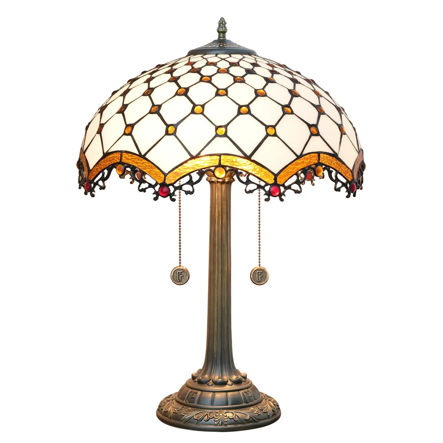 16inch Stained Glass Retro Crossed Beads Lampshade Classical Tiffany Desk Lamp - CTL